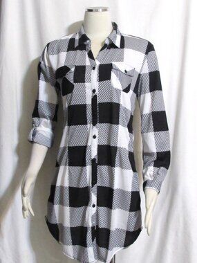 NEW Womens Ladies WHITE MARK Black & Convertible Sleeve Tunic Top Shirt S